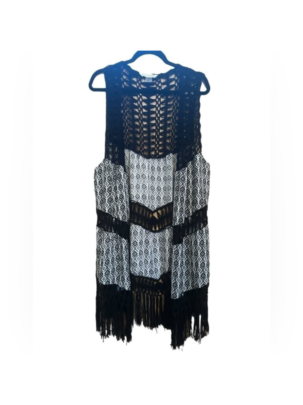 Peter Nygard long crochet vest, size XL
